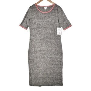 NEW Lularoe Heathered Julia Midi‎ Dress Ringer M Grey Pink NWT